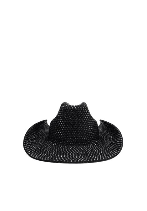 Cappello da cowboy con cristalli in nero Ruslan Baginskiy - donna